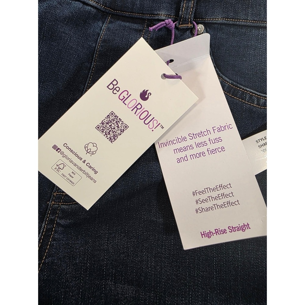 NWT Gloria Vanderbilt Shape Effect Pull On Straight Jeans Women 10S Dark Wash - Picture 13 of 16